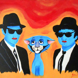 Blues Brothers Painting with Friend, 8x10inch